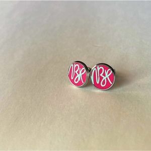 Faux leather druzy stud earrings